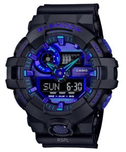 再生カシオ G-Shock アナログ デジタル 樹脂ストラップ ブルー ダイヤル クォーツ GA-700VB-1A 200M メンズ腕時計